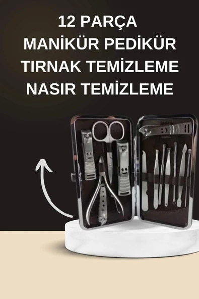 Elektrikli Manikür Pedikür Seti İkili Set 12 Parça Tırnak Bakımı Törpü Protez Çıkarma - 2