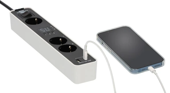 Brennenstuhl Ecolor Serisi 3 Soketli  1xType-C + 1xUSB Girişli 1.5 Metre Kablolu Zaman Ayarlı Uzatma Kablosu - Resim 4