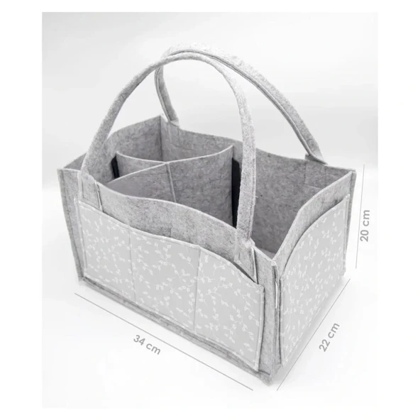 Nessiworld Nessiworld BabyJem Keçe Anne Bebek Bakım Çantası 772 Gri Çiçek - 2