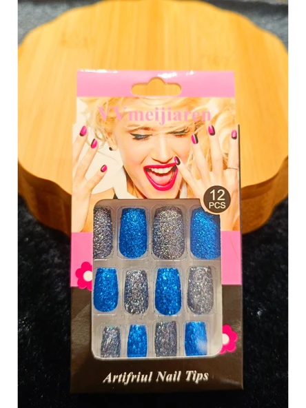 Monalisa Home Simli Çift Renk Takma Tırnak