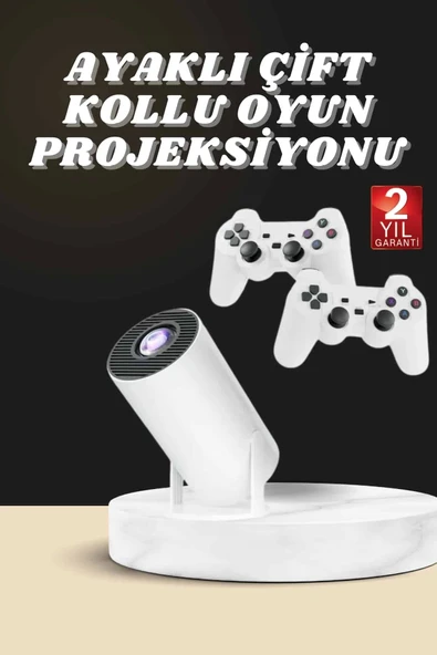 Projeksiyon Cihazı Video Oyun Konsolu Projektör Taşınabilir Ayaklı Çift Kollu 4K Çözünürlüklü