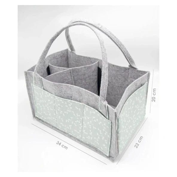 Nessiworld BabyJem Keçe Anne Bebek Bakım Çantası 772 Yeşil Çiçek - 2