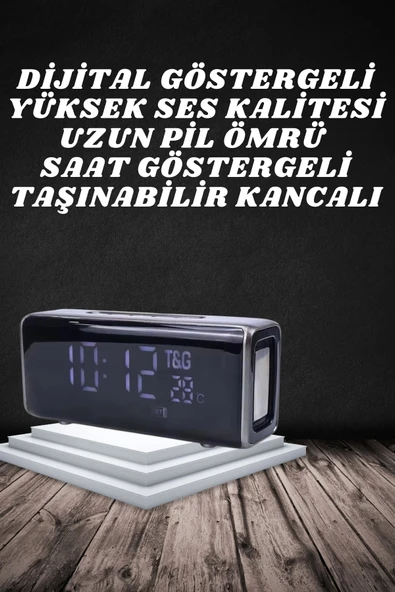 Bluetooth Hoparlör Speaker Saat Göstergeli Uzun Pil Ömrü Taşınabilir - 2