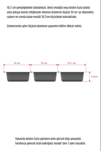 Mutfak Çekmece İçi Modüler İki Bölmeli Kaşıklık 11cmX48cm(Boydan 4cm Kesilebilir) - 7