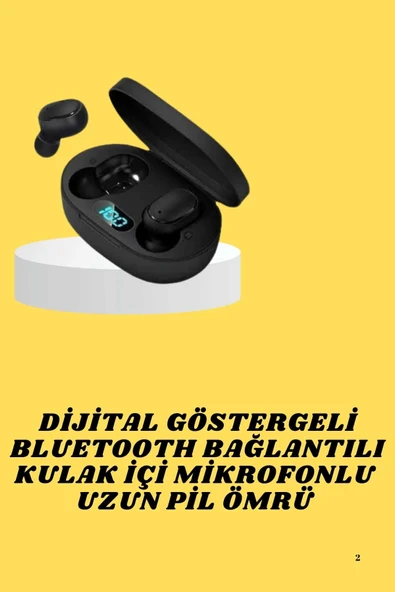 Bluetooth Kulaklık Dijital Göstergeli Yüksek Ses Kaliteli Uzun Pil Ömrü - 2