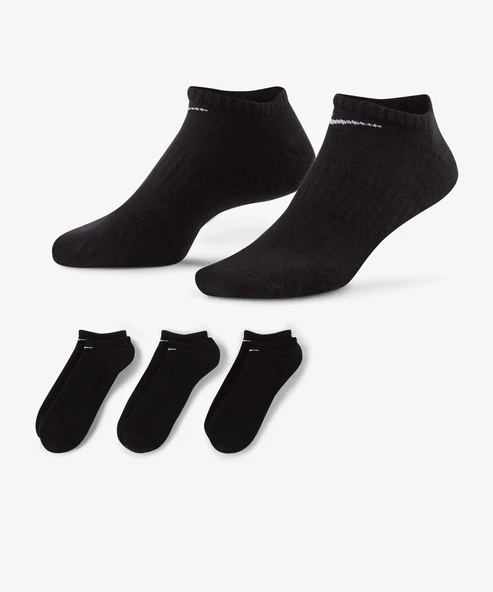 NIKE EVERYDAY PERFORMANCE COTTON SOLE SUPPORT ANKLE SOCKS 3 Lü Siyah Çorap Kısa - 3