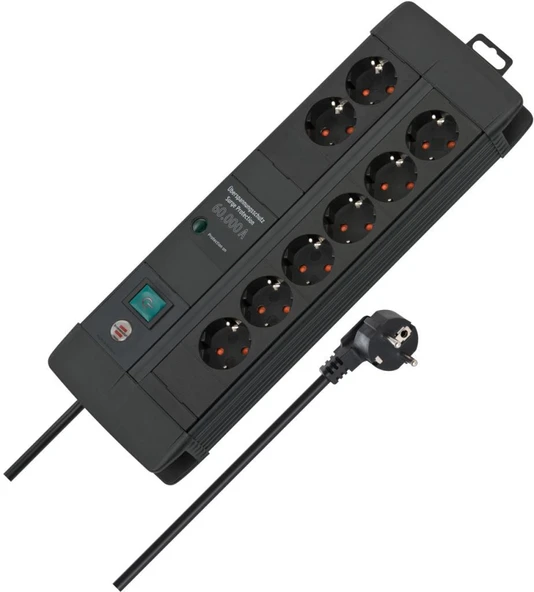 Brennenstuhl Premium-Line Duo Serisi 5 Yıl Garantili 60.000 Amper Akım Korumalı Özellikli 8 Soketli 3 Metre Kablolu Priz ürün görseli 1