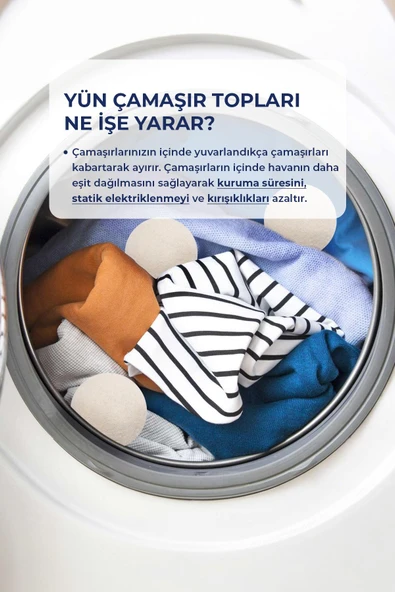 3’lü Yün Kurutma Topu Doğal Çamaşır Yumuşatıcı - Keçe Kurutma Makinası Topları - Kırışık Önleyici, Tüy Toplayıcı ve Lavanta Yağ Hediye - 5