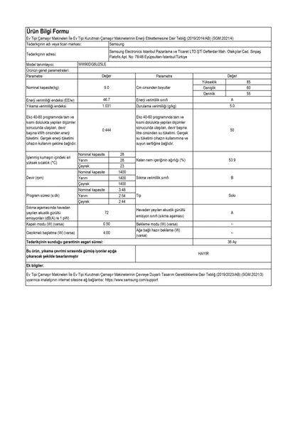 Samsung WW90DG6U25LEAH 9 Kg 1400 Devir Beyaz Çamaşır Makinesi - Resim 3