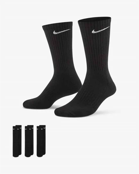 NIKE EVERYDAY PERFORMANCE LONG SOCKS WITH COTTON SOLE SUPPORT  3Lü Siyah Çorap - 2