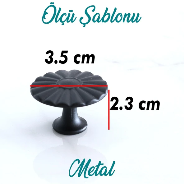 10 Adet Güneş Düğme Mat Siyah Kulp Mobilya Mutfak Dolabı Çekmece Dolap Kapak Kulpu Kulbu Kulb Metal - Resim 4