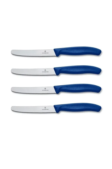 6.7832 Swissclassic 11cm Domates & Sosis Bıçağı Mavi 4lü Set