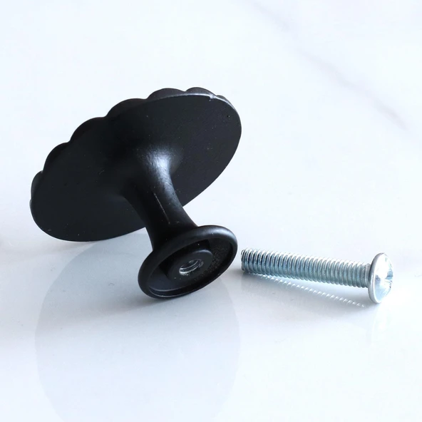 10 Adet Güneş Düğme Mat Siyah Kulp Mobilya Mutfak Dolabı Çekmece Dolap Kapak Kulpu Kulbu Kulb Metal - Resim 6