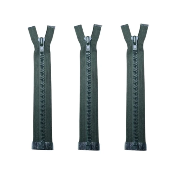 Haki Renk Fermuar - Kalın Diş - 10 No Makina - Hücum Yeleği Fermuarı - 3 Adet - Resim 4