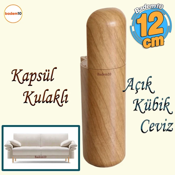 Kapsül Ayak 12 cm Mobilya Yükseltici Kanepe TV Ünitesi Koltuk Ayağı Baza Ayakları Açık Kübik Ceviz
