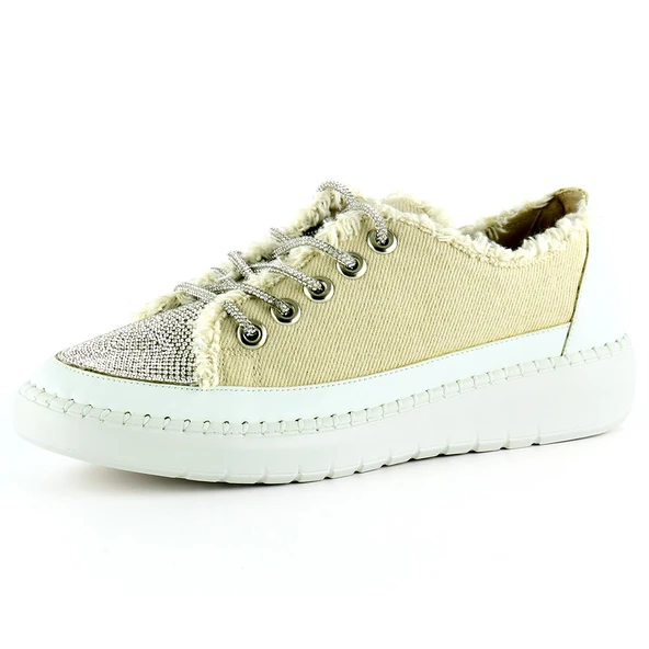 Erkan Saçmacı Vanessa Bej Denim Taşlı Sneaker