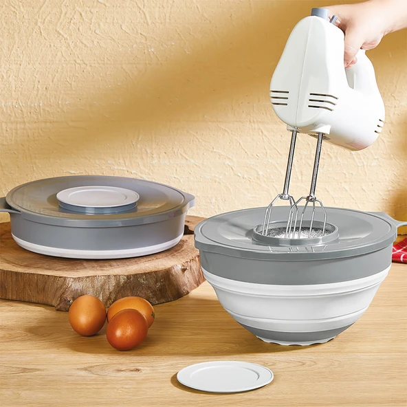 Porsima S-00113 Akordiyon Katlanabilir Süzgeç Seti, Mikser Karıştırma Kabı Mutfak Çeyiz Seti - Resim 4