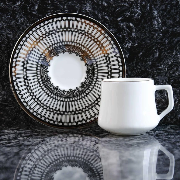 Evaliza Crown Platin 6 Kişilik Kahve Fincan Takımı 80 ml 44199 - 4
