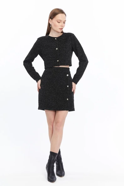 Ekose Tüvit Blazer Ceket Mini Etek Takım - 12