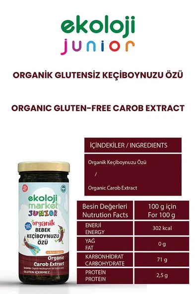 Bebek Keçiboynuzu Özü 290 Gr 3 lü Paket Organic Baby Carob Extract 290 Gr 3 Pack - 3