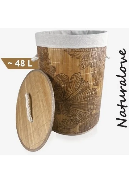 Naturalove Desenli Bambu Çamaşır Sepeti  48L 35X50cm