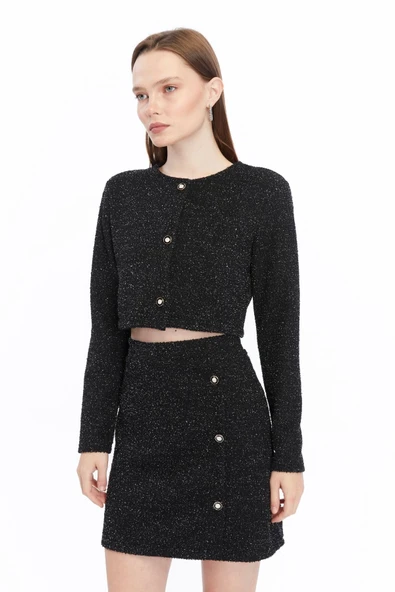 Ekose Tüvit Blazer Ceket Mini Etek Takım - 11