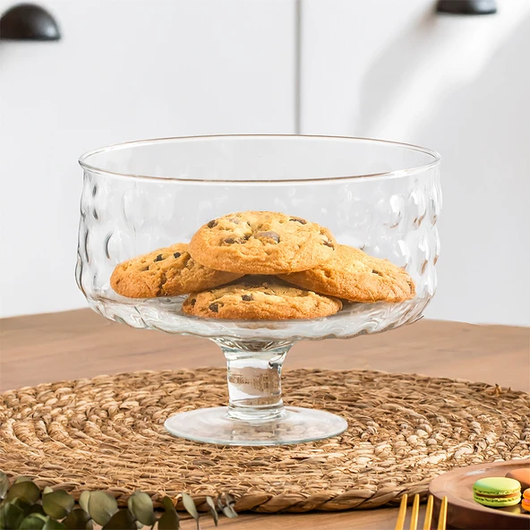 Porisma RGY077 Bubbles Ayaklı Cam Kek Fanusu, Pasta / Kek / Tatlı Şık Sunum Standı 19 Cm - Resim 2