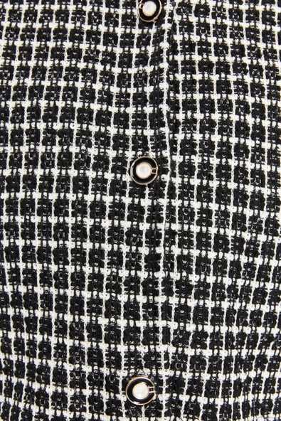 Ekose Tüvit Blazer Ceket Mini Etek Takım - 7