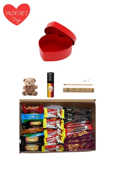 KibarGsmMarket SEVGİLİLER GÜNÜ ÖZEL TARFTAR ÇAKMAĞI HEDİYELİ ÇİKOLATA PAKETİ 59 PARÇA