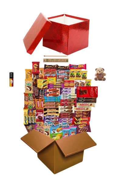 KibarGsmMarket Hediyelik Dolu Dolu Atıştırmalık Büskivi&çikolata&kek&kraker Takım Çakmağı Hediyeli 81 PARÇA