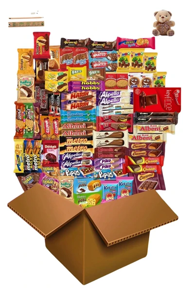 KibarGsmMarket Dolu Dolu Atıştırmalık Büskivi&çikolata&kek&kraker Mini Peluş Hediyeli 81 Parça - 2