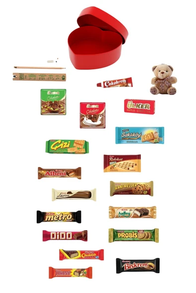 KibarGsmMarket Hediyelik Kalp Kutulu Efsane Atıştırmalık Paketi