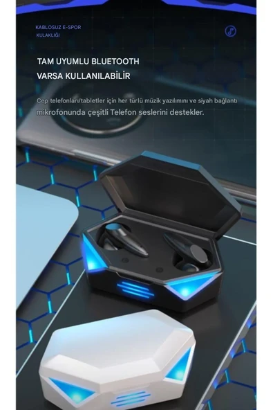 QASUL Kablosuz Kulak içi Rgb Işıklı Mikrofonlu Kalite Ses Tüm Telefon Uyumlu Oyuncu Kulaklığı - 6