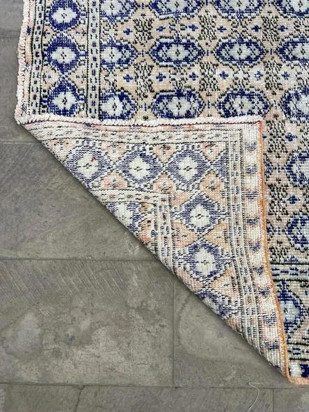 166x258 cm Mavi ve Bej Türk Halısı, Ender Desenli Zarif Kilim, El Dokuma Vintage Kilim, Şık Bohem Kilim - 4