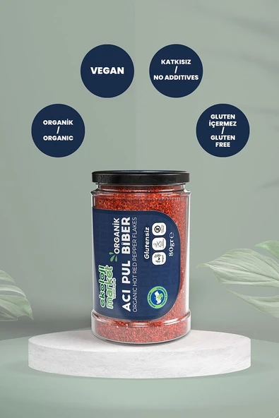Organik Glutensiz Acı Pulbiber 80 Gr x3 / Organic Gluten-Free Hot Red Pepper Flakes 80 Gr x3 - 3