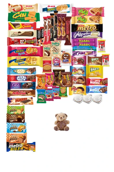 KibarGsmMarket Dolu Hediyelik Çikolata Atıştırmalık Paketi Mini Peluş Ayıcık Hediyeli 61 Adet - 2