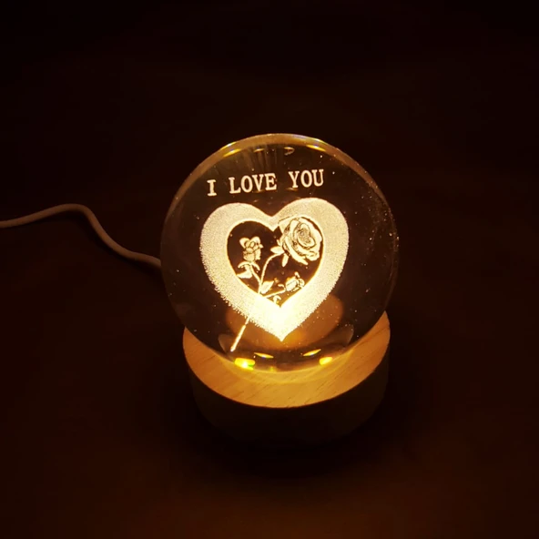 I Love You Işıklı Cam Küre