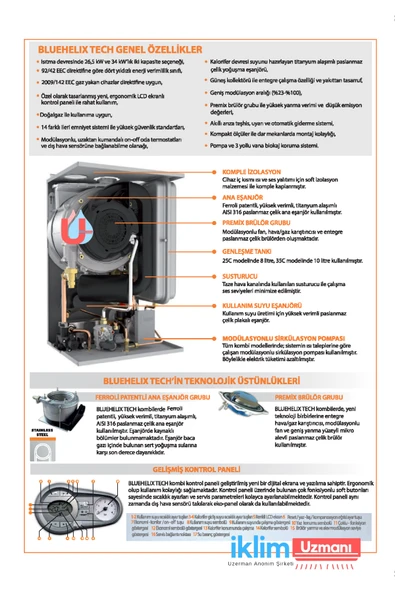 Ferroli Bluehelix Tech 25/27 Kw Tam Yoğuşmalı Kombi (Baca Kiti Dahil) (Montaj Hariç) (22.000 Kcal) - 3