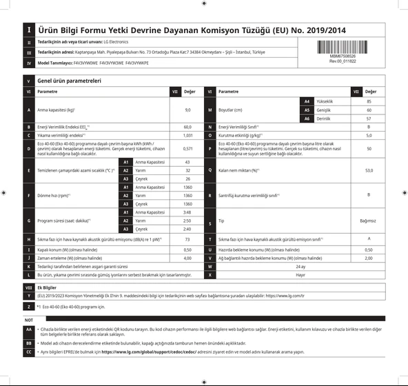 LG F4V3VYWKPE 9 Kg 1400 Devir Gümüş Çamaşır Makinesi - 3