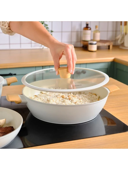 Karaca Swiss Crystal Almond Cream Indüksiyon Tabanlı 7 Parça Tencere Seti - 4