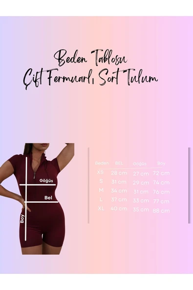 Vücüda Oturan Kadın Spor Şort Tulum / Toparlayıcı Çift Fermuarlı Spor Mayo Tulum - 11