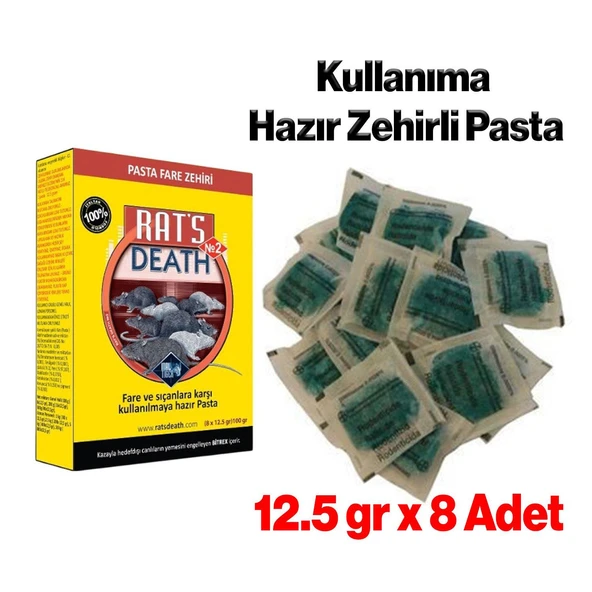 Haşere Böcek Fare Sıçan Zehiri Katı Pasta 100 gr Hazır Zehirli Katı Yiyecek 1 Adet