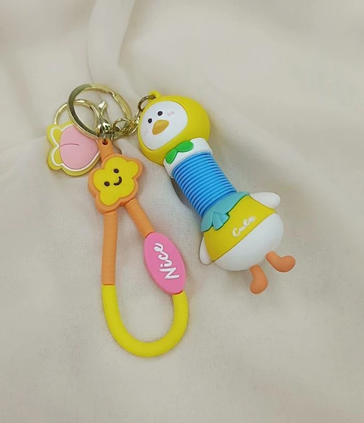 Mavi Ördek Anahtarlık Silikon Boynu Uzayan Fiğür Çanta Süsü Oyuncak - Resim 6