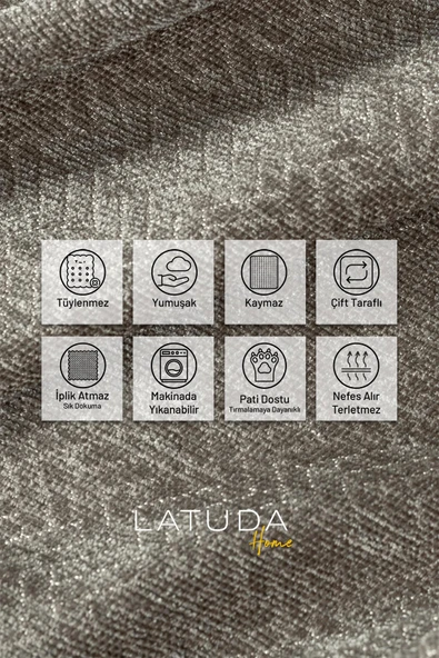 Jakarlı Şönil Koltuk Örtüsü  | Çekyat Örtüsü | Koltuk Şalı 175x300 Kaymaz Kil - Resim 3