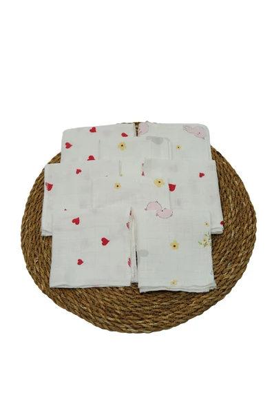 SOZZY Müslin Ağız Mendili Pamuklu Yumuşak Kız Modeli 8 Adet - 3