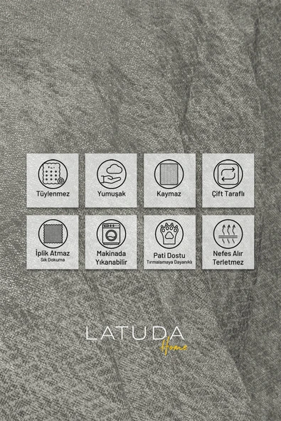 Jakarlı Şönil Koltuk Örtüsü  | Çekyat Örtüsü | Koltuk Şalı 175x300 Kaymaz Gümüş - Resim 3