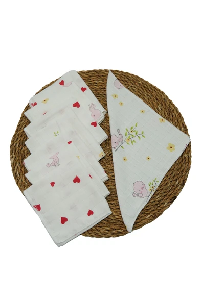 SOZZY Müslin Ağız Mendili Pamuklu Yumuşak Kız Modeli 8 Adet - 2