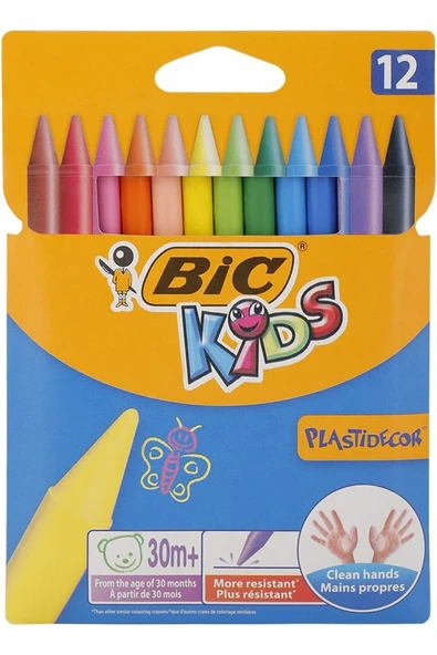 BİC Kids Plastidecor 12'li Silinebilir Mum Pastel Boya