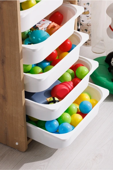 Babywhen Oyuncak Dolabı 6 Raflı Ahşap - 4