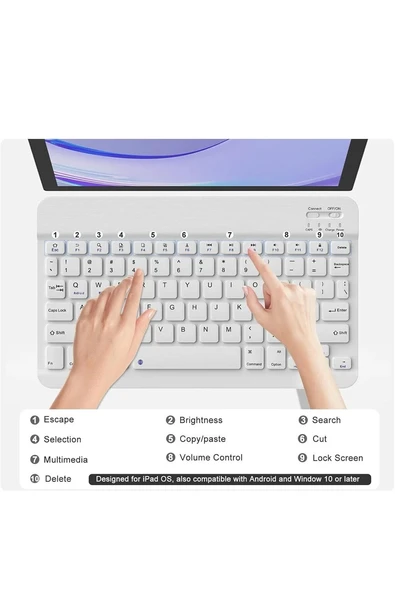 TCL TAB 10 Gen2  Tablet İçin Uyumlu Slim Şarjlı Bluetooth Klavye ve Mouse Seti - Resim 3